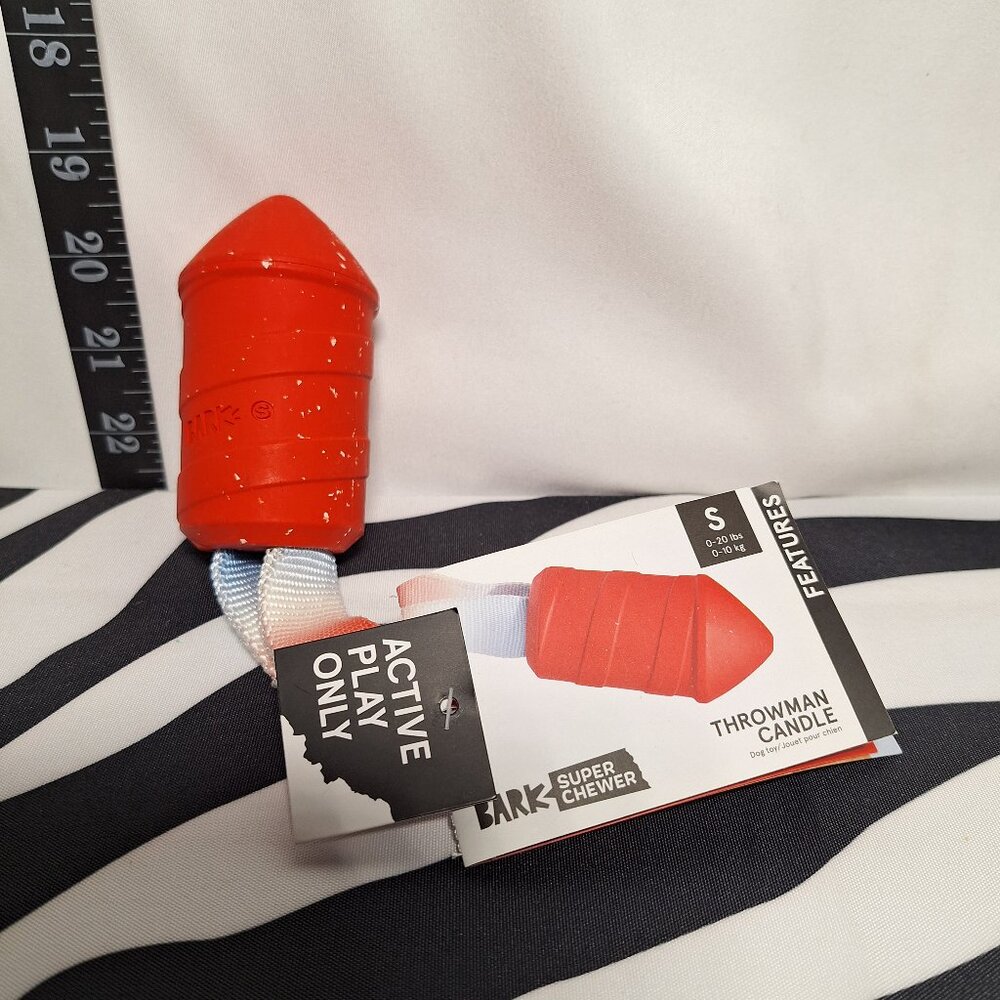 NWT Bark Super Chewer Throwman Candle Dog Toy S